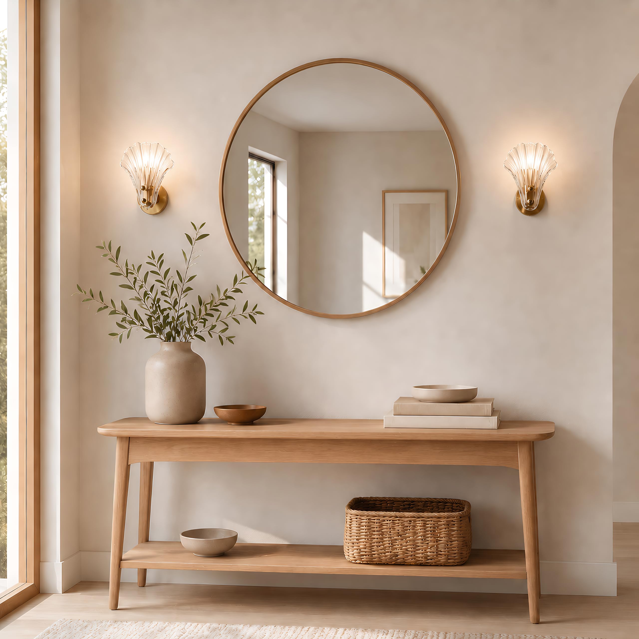 Aplique de Pared Interior Moderno de Vidrio en Forma de Concha, Lámpara de Pared E14 con Pantalla de Vidrio, para Dormitorio, Pasillo, Salón, Comedor (Transparente)