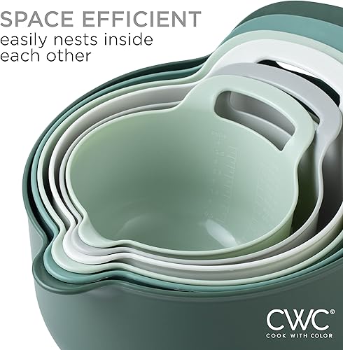 Vista 75 de COOK WITH COLOR Nesting - Juego de cuencos de plástico para mezclar con boquillas y asas, color rosa, 4 piezas antideslizantes