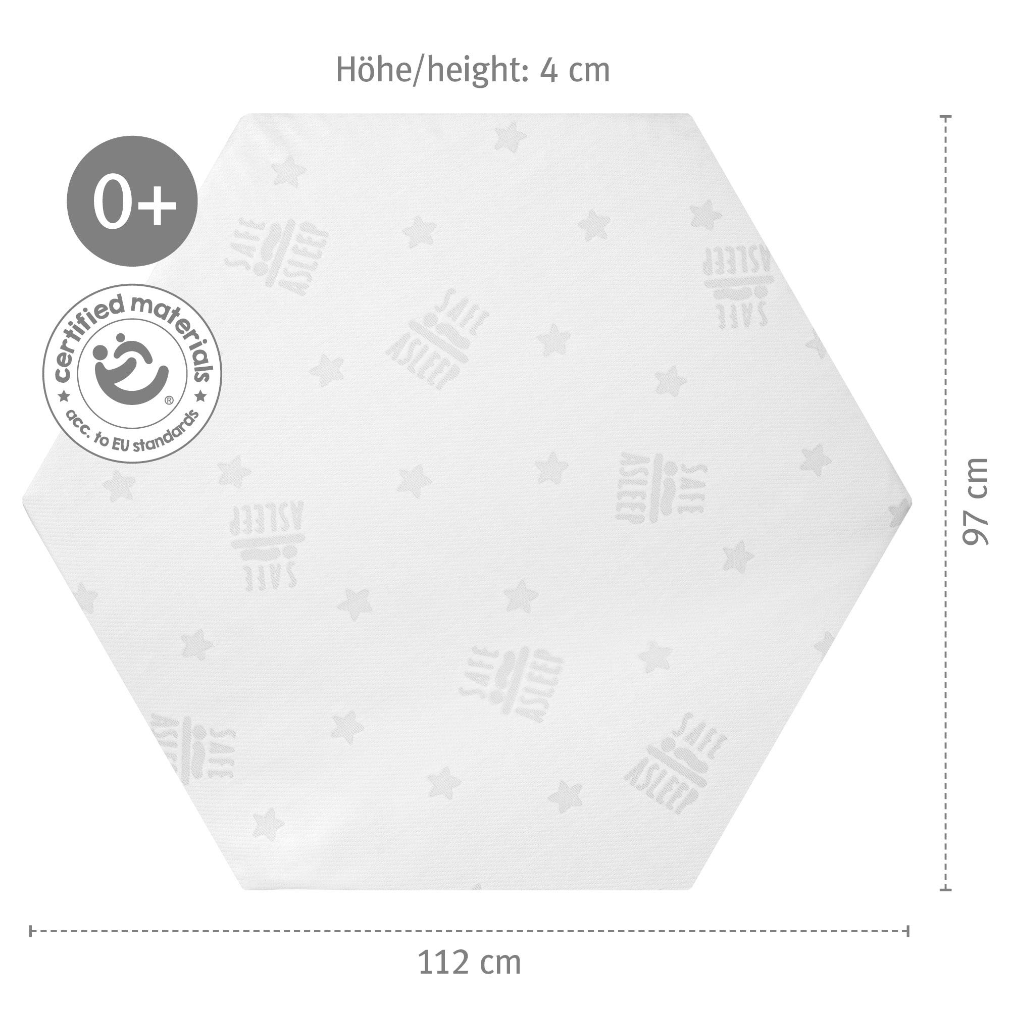 roba Laufgittermatratze 6 eckig - safe asleep - Baby Matratze für Laufgitter / Laufstall - Laufgittereinlage mit abnehmbarem Jacquard Bezug