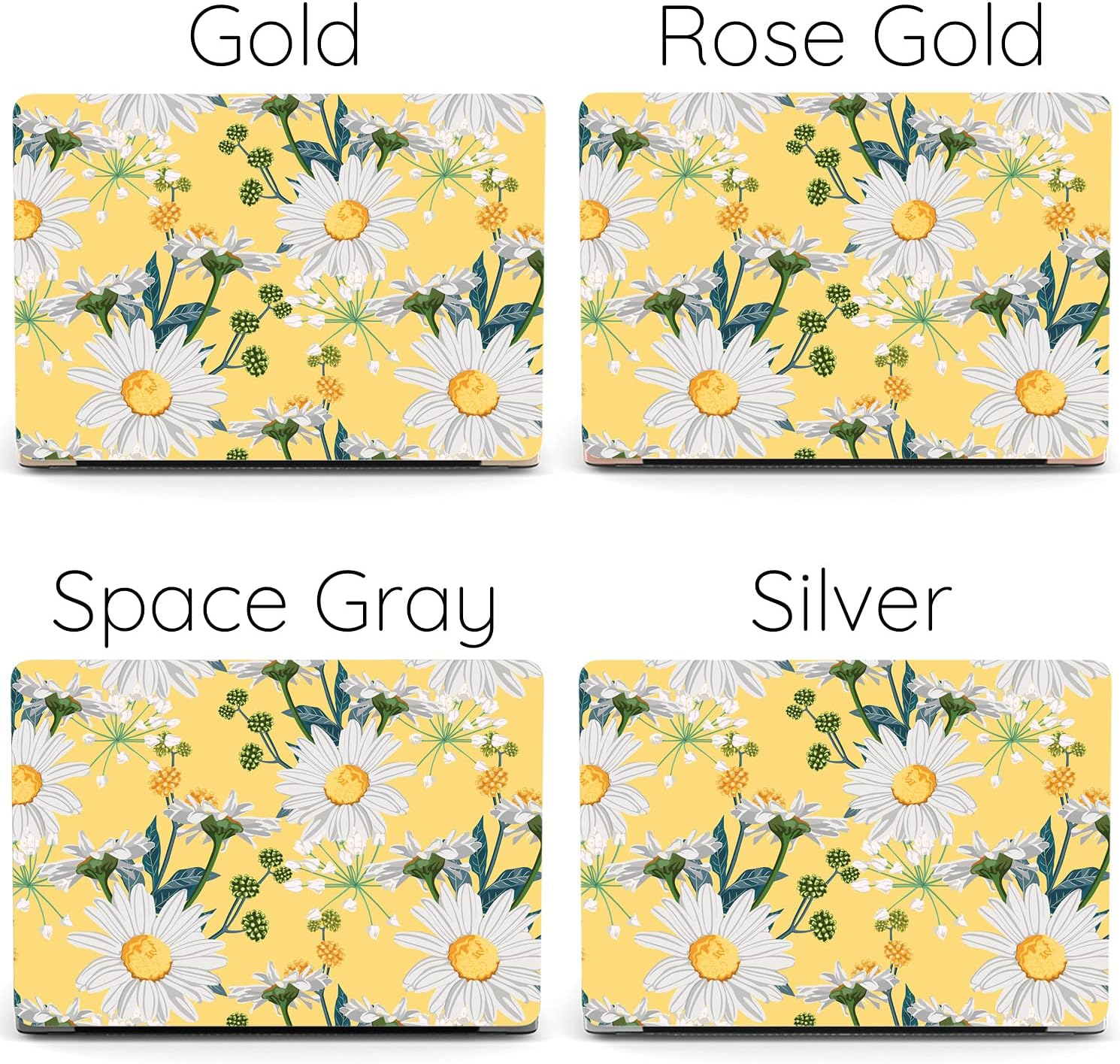 Mertak Hard Case Compatible with MacBook Pro 16 14 Air 15 13 inch M3 M2 M1 Mac 2024 2023 2022 2018 Wildflowers Daisy Laptop Plastic Print Touch Bar Protective Flowers Yellow Floral Meadow Clear