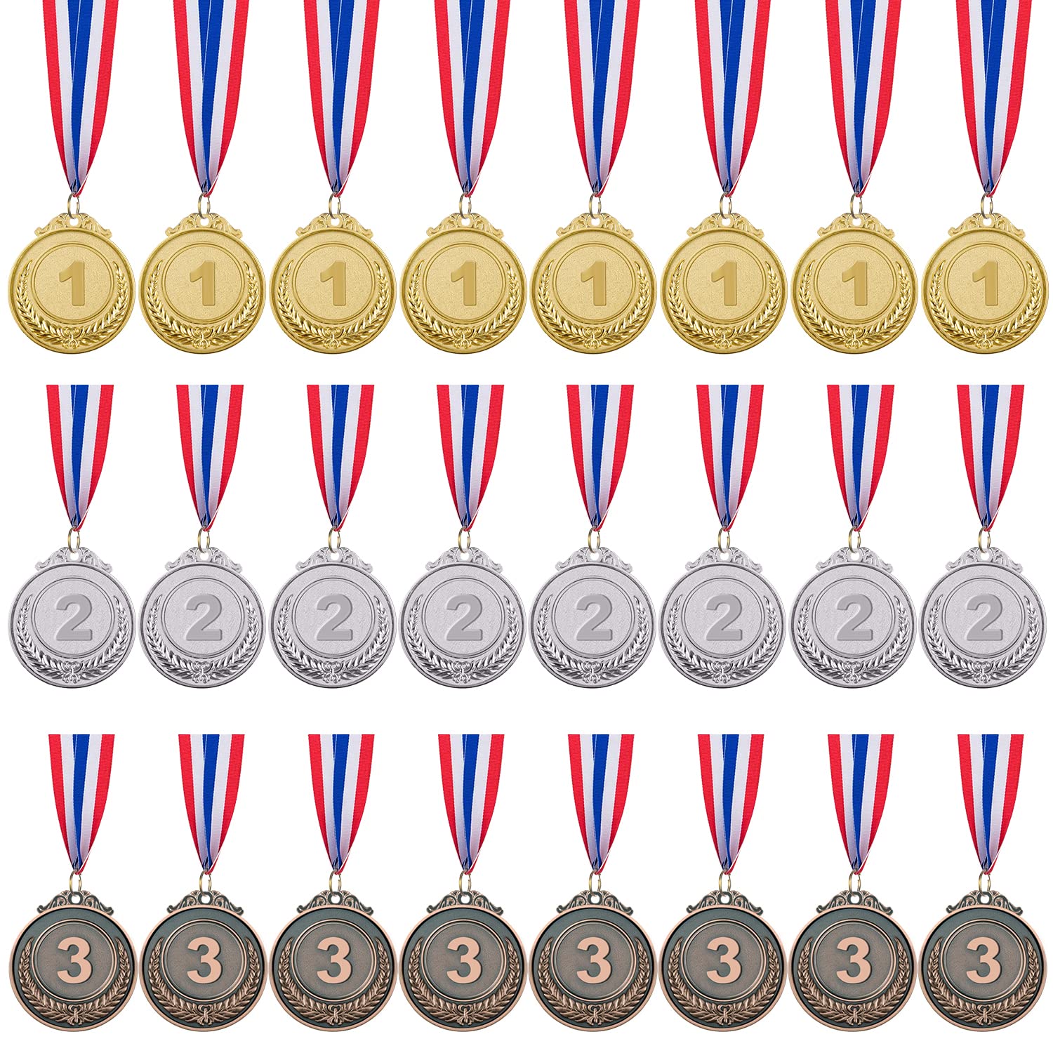 IHPUKIDI12/24/48/96 Pieces Gold Silver Bronze Award Medals, Olympic Style Winner Medals Gold Silver Bronze Prizes for Sports, Competitions, Party Favors, 2 Inches