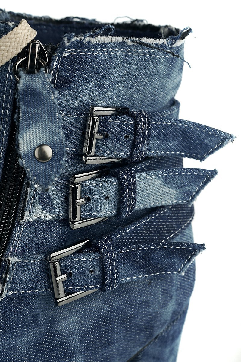 Rock Rebel by EMP Damen blaue High-Heels aus Jeans-Stoff im Used-Look