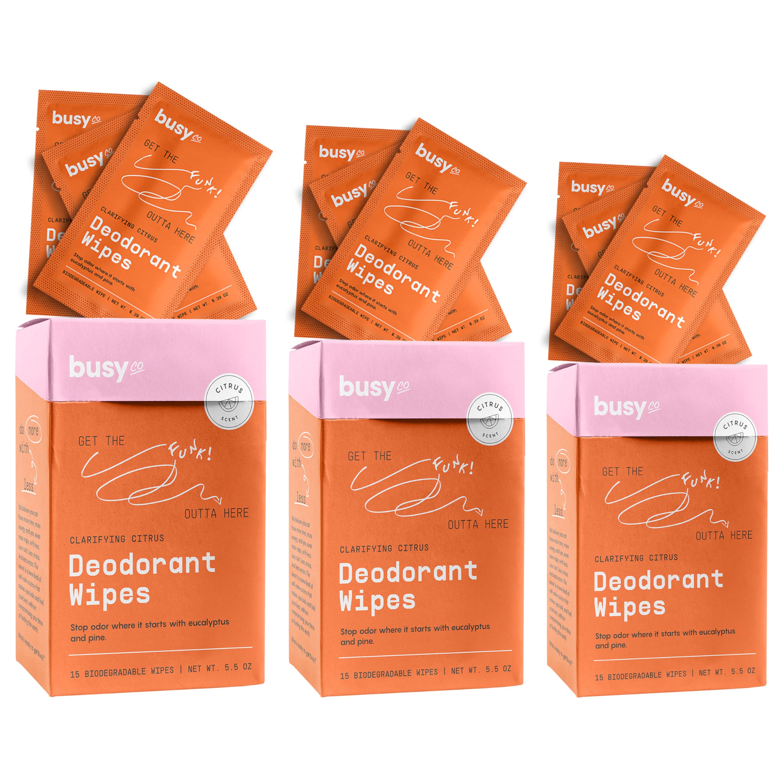 Refresh Line Deodorant Wipes - 45ct Deodorant for Women with Zinc, Probiotics & Prebiotics - Individually Wrapped - Sweat Wipes to Naturally Cleanse