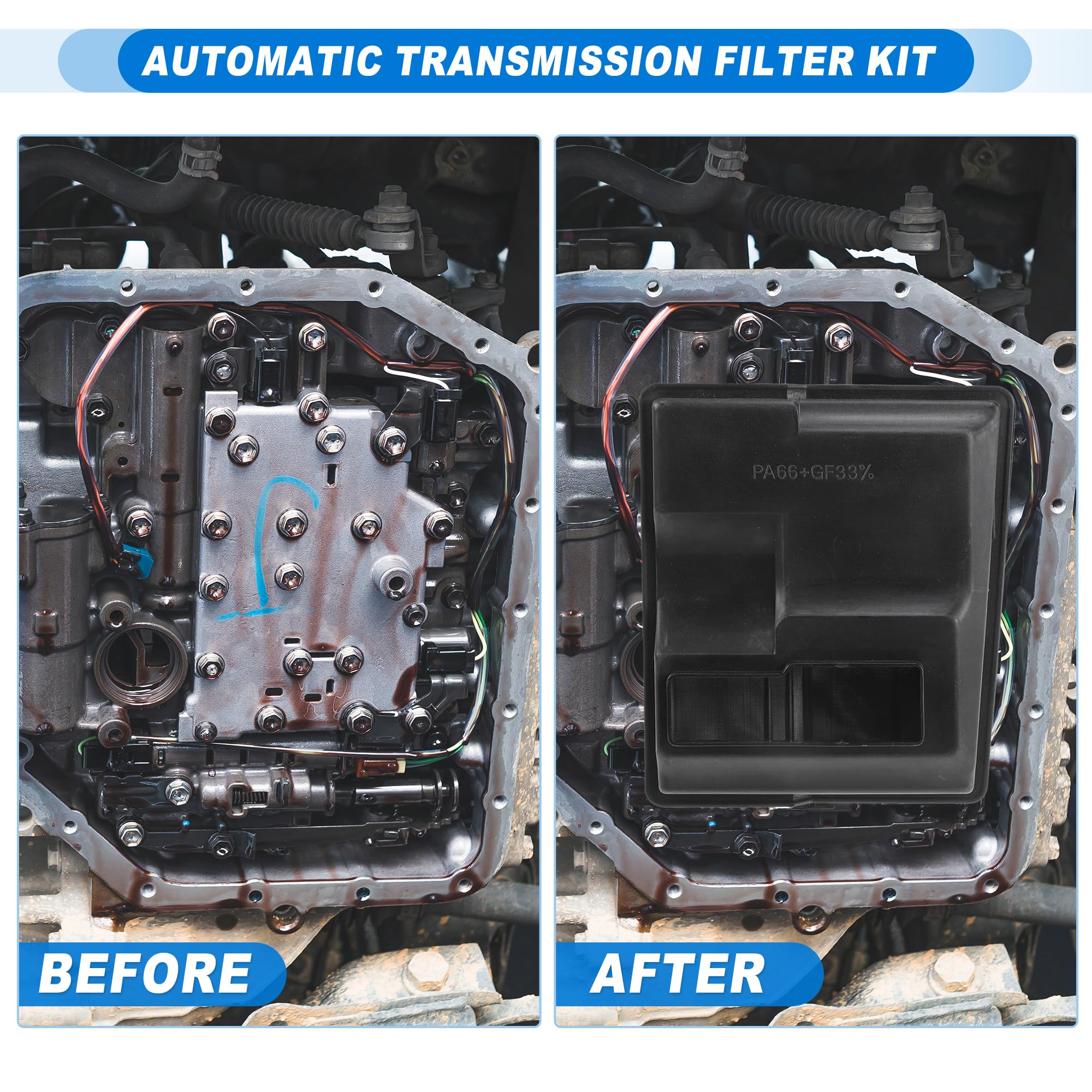 QUARKZMAN Kit De Filtro De Transmisión Automática Para Volvo S60 14-18 | 2 Pcs, Para Transmisiones Af40/Af21/Tf-80Sc/Tf-81Sc, Para Volvo Xc70/S80, Material Plástico/Caucho, Negro, Junta 11 Orificios