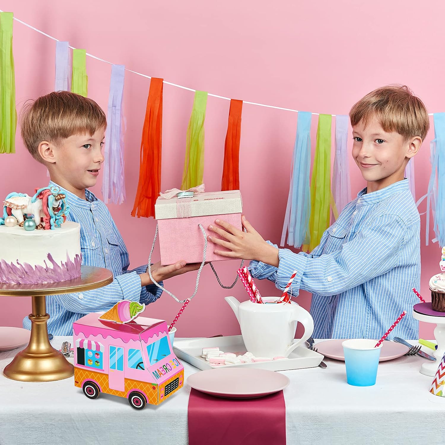 Outus 16 Pcs Ice Cream Truck Boxes for Centerpieces Ice Cream Party Favors