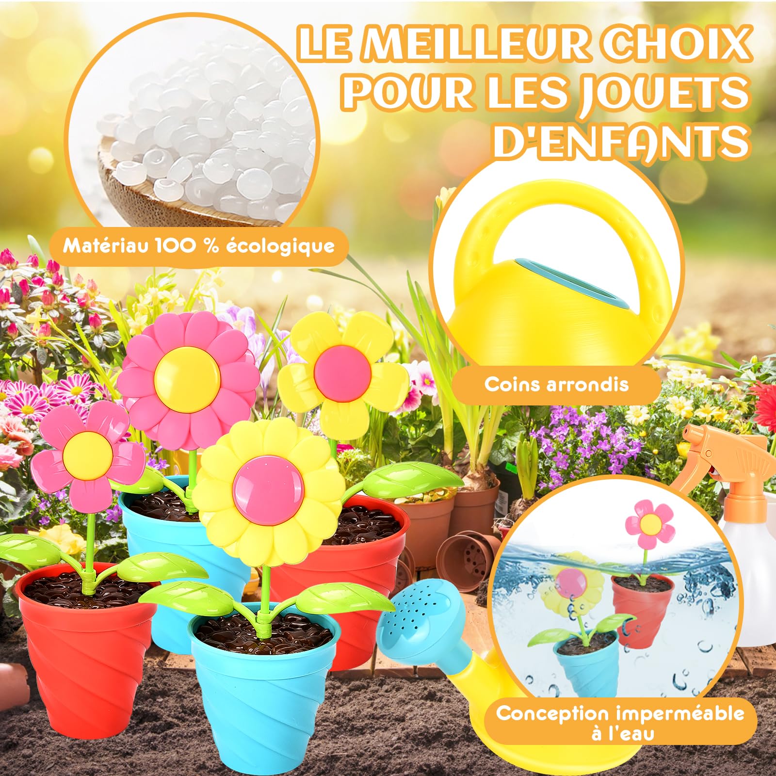 Aragallant Kit Jardinage Enfant, 28 Pièces Outillage de Jardin pour Enfants avec Pelle Arrosoir Rateau Pots de Plantes Seau Plage Set Jardinage Enfant, Jouet Exterieur Outils Jardinage Enfant 3 Ans+