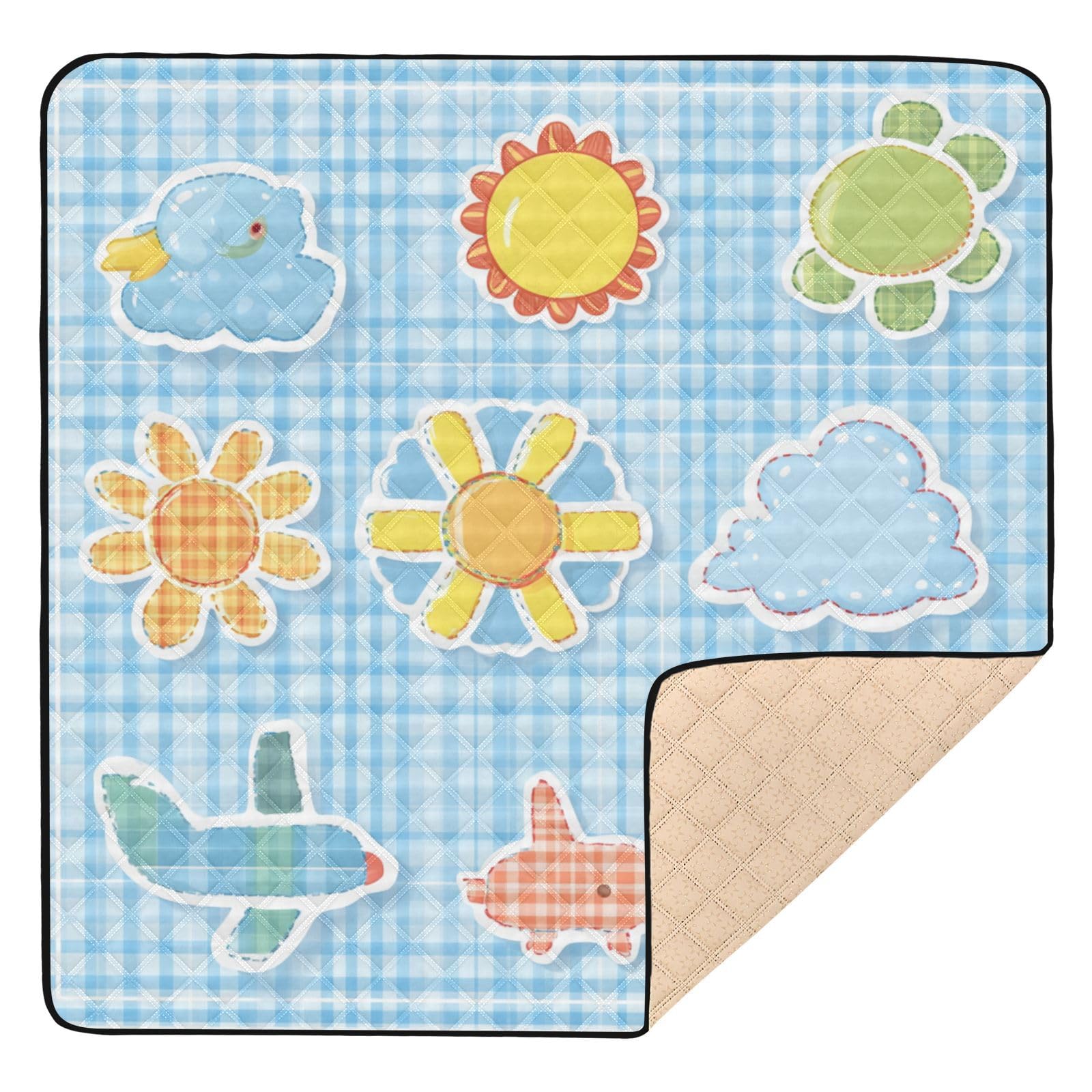 Kigai Colorful Patchwork Baby Play Mat for Floor and Playpen 50x50 inch Non-Slip Baby Activity Playmat Waterproof Foldable Crawling Mat for Infants Toddlers