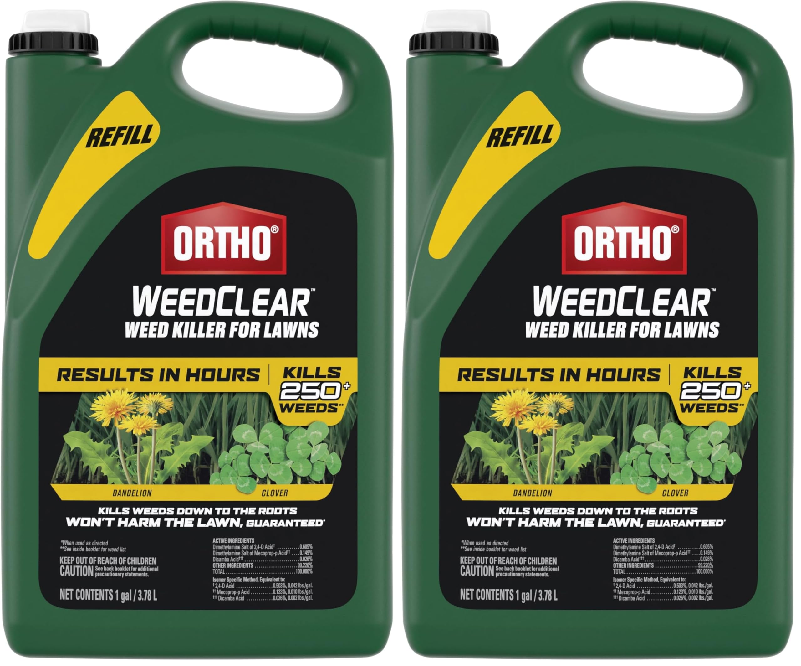 Ortho WeedClear Weed Killer for Lawns: Refill, Won't Harm Grass (When Used as Directed), Kills Dandelion & Clover, 1 gal. (Pack of 2)