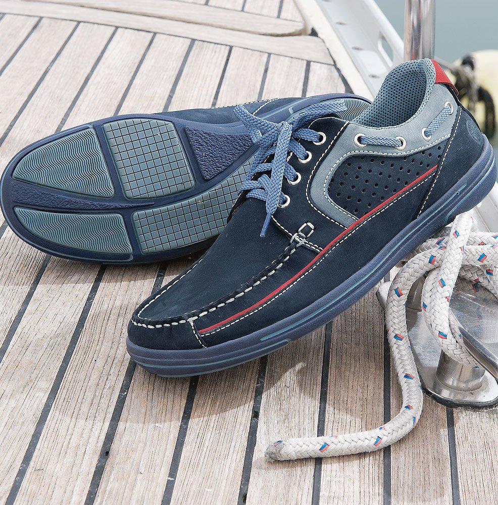 Herren Bootschuh Blau Leder Deckschuh