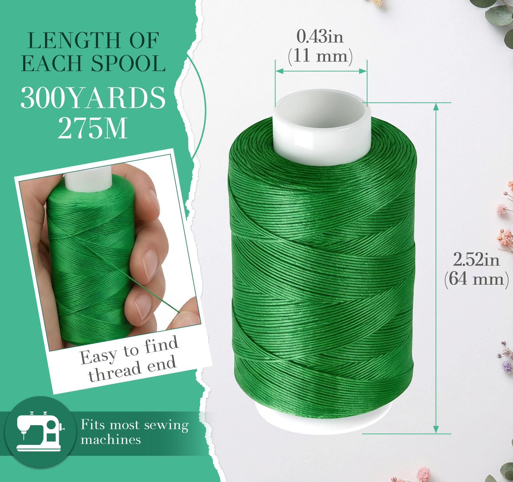 Hilo para coser, 300 yardas por carrete, hilo de poliéster, 36 colores, hilo de coser multiusos, surtido de hilos para coser a mano, hilo de acolchado y máquinas de coser