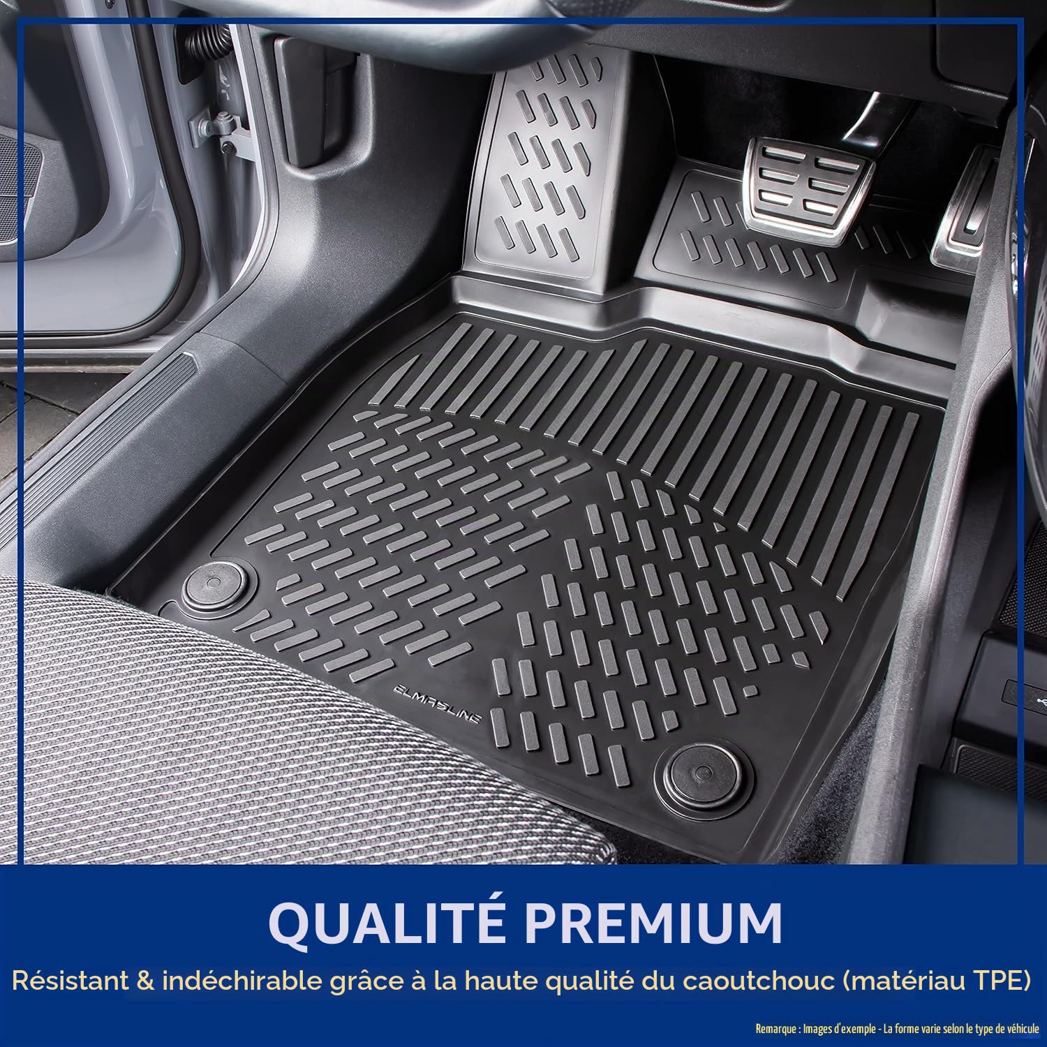 ELMASLINE Lot de Tapis en Caoutchouc 3D et bac de Coffre pour Kia EV2 à partir de 2026 | 5 Places | Plancher de Chargement supérieur | Accessoires Tapis de Sol Tapis de Coffre