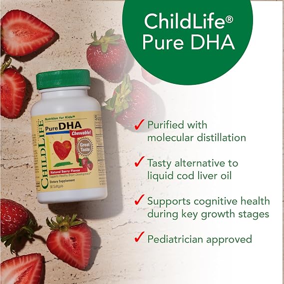 ChildLife Essentials Pure DHA for Kids, Berry, 90 Softgels (Pack of 3)