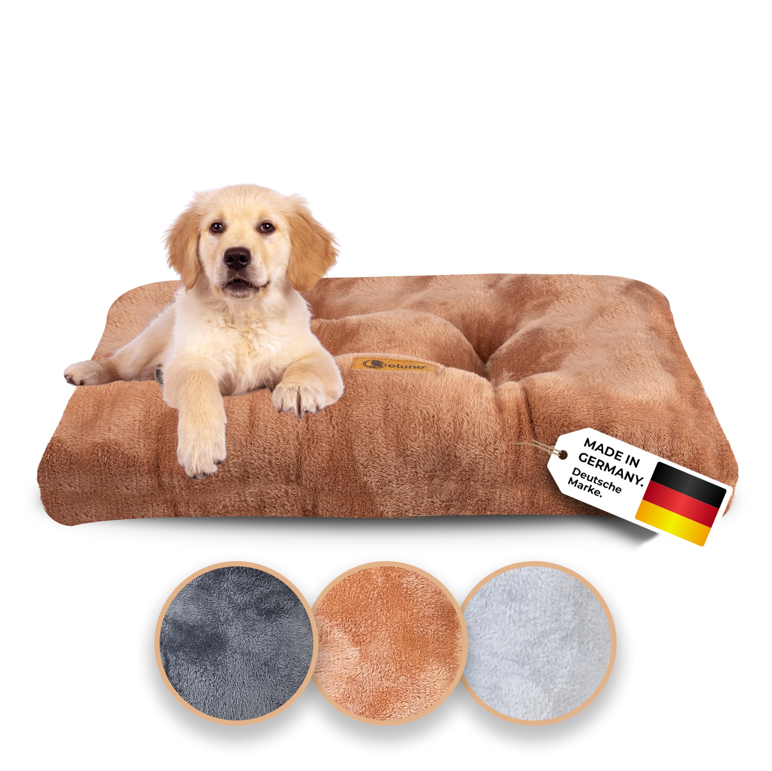 Belune® Hundekissen Deluxe [Braun, S (92cm x 62cm x 12cm)] - waschbar, Hundebett kleine Hunde, Hundekissen kleine Hunde