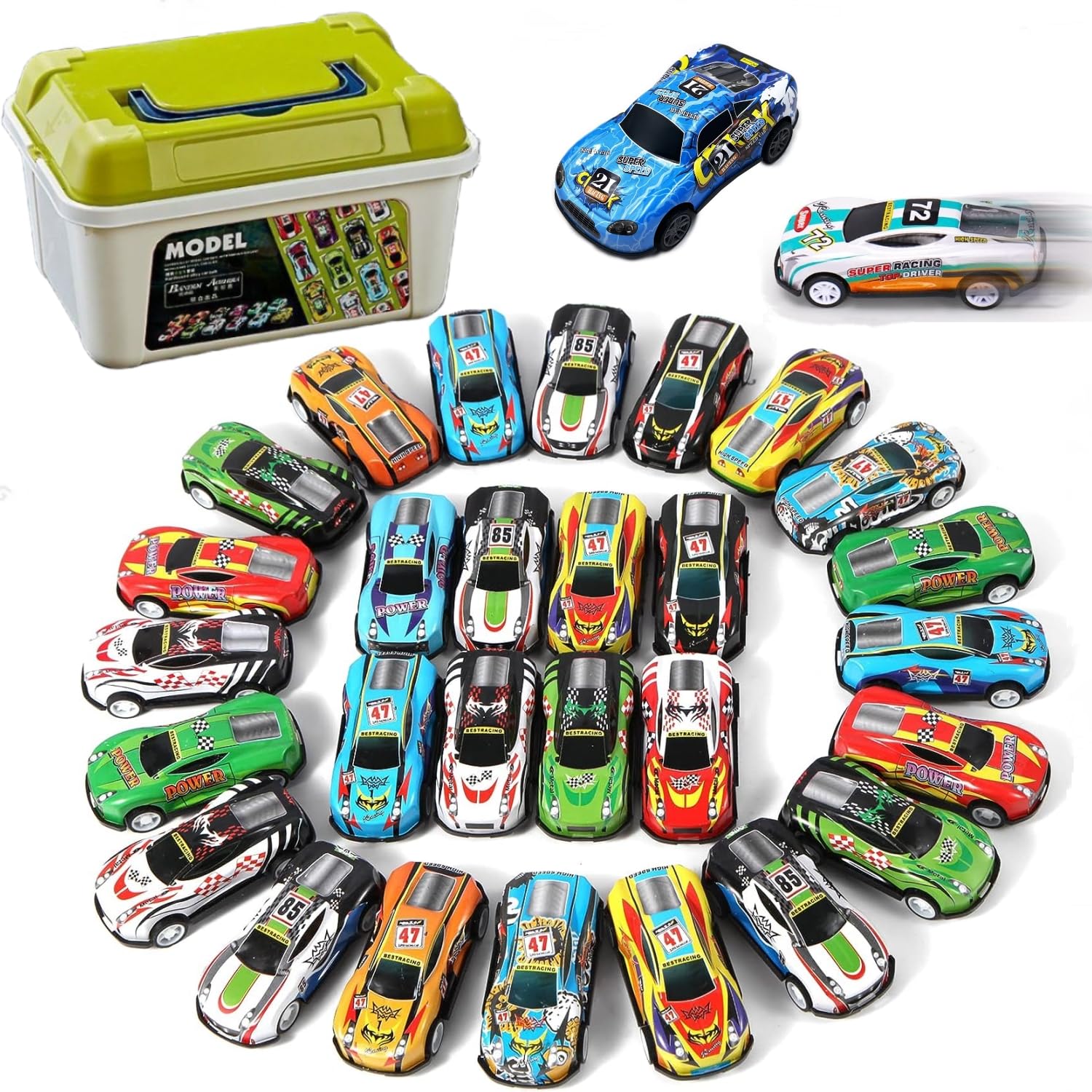 MGPGNOV 30 Pack Pull Back Cars for Kids, Mini Vehicles Toy Bulk Party Favor Race Cars Toys, Goodie Bag Stuffers, Pinata Fillers for Boys Girls Toddlers (Cars-1)