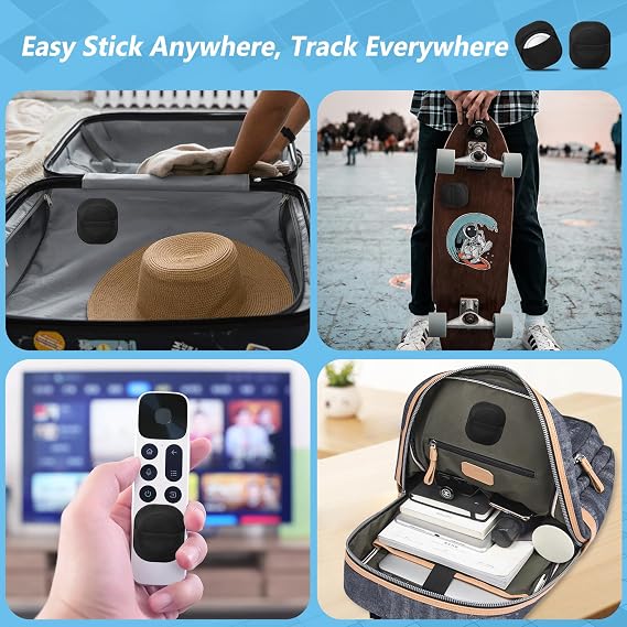 Lacdo Airtag Holder AirTag Case, 2 Pack Adhesive Mount Sticker for Apple Air Tag 2nd Gen 2026 & 1st Gen Hidden Case Cover Anti-Scratch Secure Stick-On Holder, for TV Remote Laptop Bag Bike Car, Black