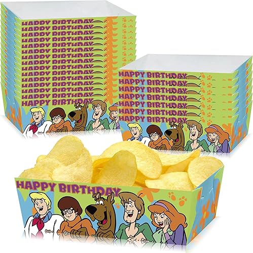 Miniatura 1 de DOCOKY 24 bandejas de papel temático para alimentos, barcos de comida para fiestas, bandejas para perros calientes, bandejas de aperitivos de