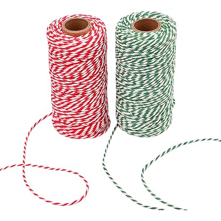 Sunmns Christmas Twine Cotton String Rope Cord for Gift Wrapping, Arts Crafts, 656 Feet (Multicolor A)