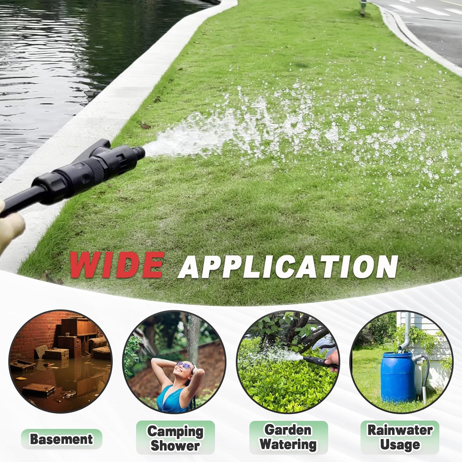 Cordless Water Transfer Pump Compatible with Milwaukee 18V Battery(Tool Only), 475GPH Portable Rain Barrel Pump W/8.5ft Garden Hose, Electric Submersible Utility Sump Pump for Pond Tank Barrel Pool