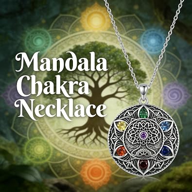 Mandala Chakra Necklace Mandala Pendant Healing Crystal Stone 7 Chakra Balancing Spiritual Yoga Jewelry Gifts for Women