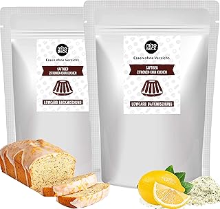 MITOBACK - 2er Set Saftiger Zitronen-Chia Kuchen Backmischung á 240 g, Glutenfreie Zitronen Chia Kuchenbackmischung bei Diabetes & Zöliakie geeignet: Hefefrei, Sojafrei, ohne Gluten und Lower Carb