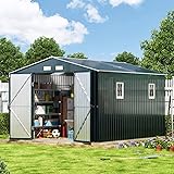 10X12X7.5 FT Outdoor Steel Storage Shed with Lockable Doors, Ideal for Garden, Backyard, and Patio Utility and Tool Storage(10'x 12'), Dark Blue