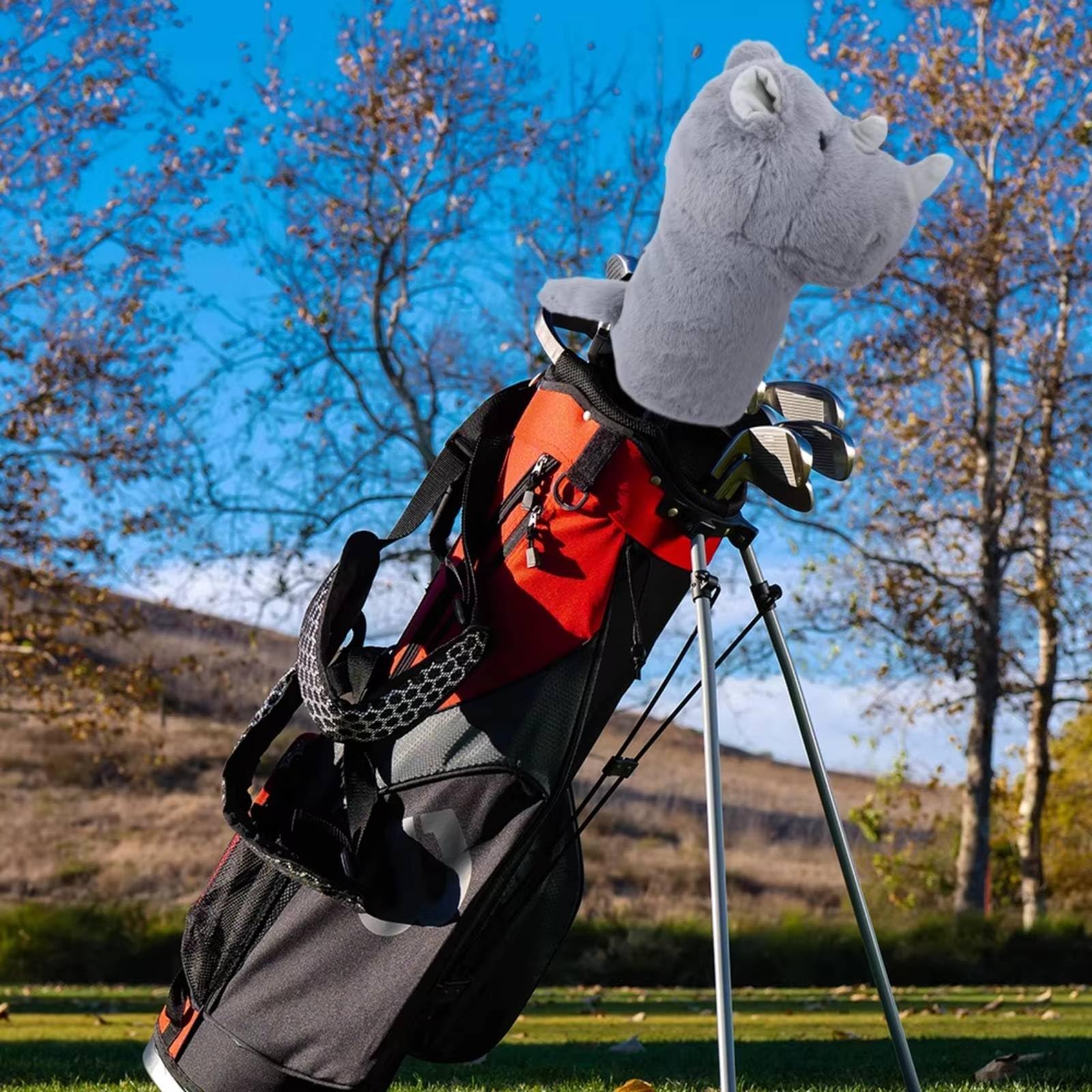 Qianly Golfschläger Schutzhülle Rhinoceros weicher Plüsch Rhinoceros Schlägerhaube Kratzschutz Tierkopf Golfhaube für Golf-Liebhaber