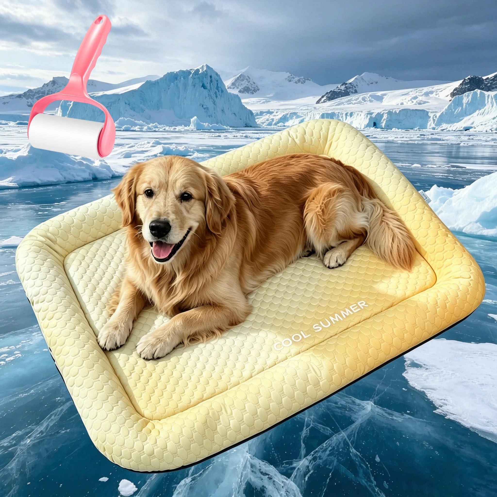 Ice Silk Pet Cooling Pad for Dogs, Self Cooling No Gel Mat, Washable Waterproof Non-Slip PP Cotton Cooling Blanket, Foldable Portable Summer Cool Bed for Crate Sofa Floor Car Travel (#2,XL (60×80cm))