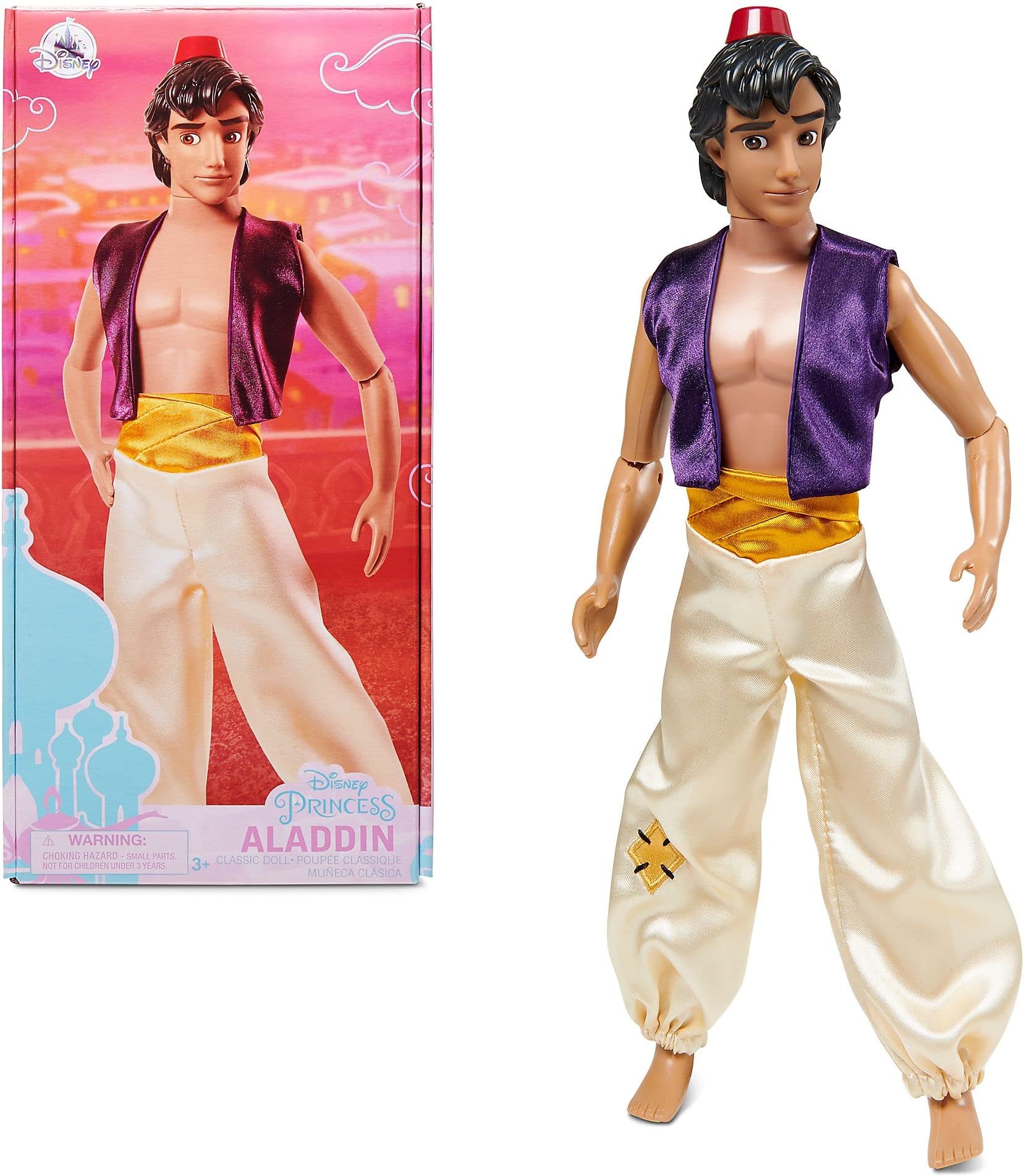 Disney Store Official Aladdin Classic Doll for Kids, 32cm/12”, Fully Posable Toy with Moulded Hair and Hat - Suitable for Ages 3+
