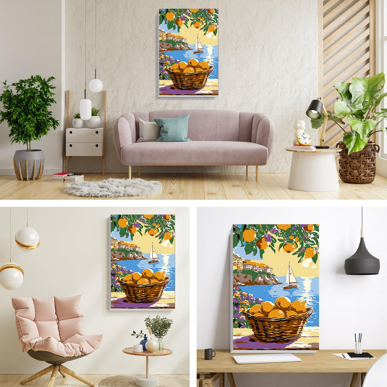 RICUVED 4 Pcs Kit di Pittura con i Numeri 20x20 cm per Adulti e