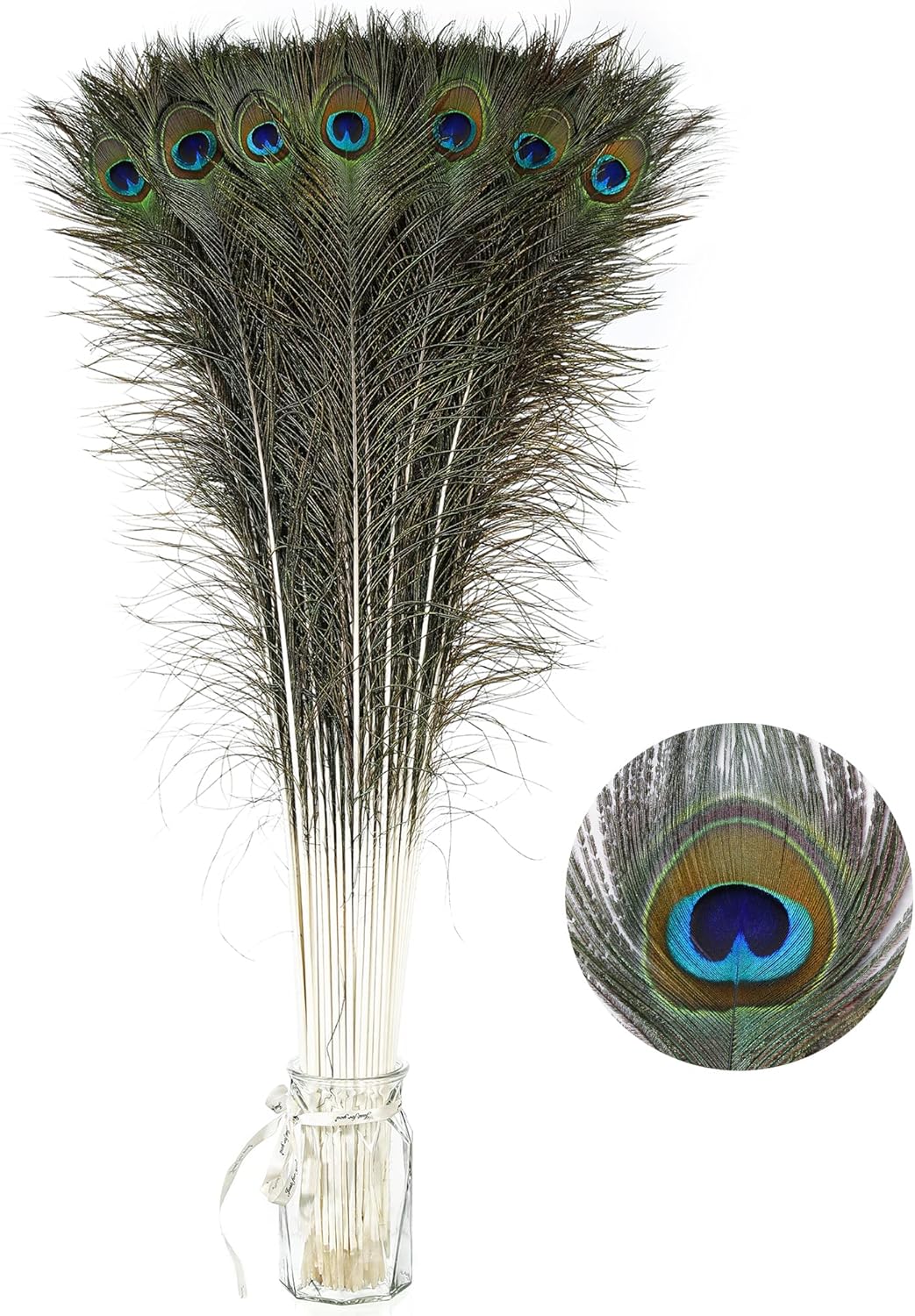 soarer long peacock feathers bulk- 25pcs 32-35 inches feathers for vase, holiday decoration and diy crafts