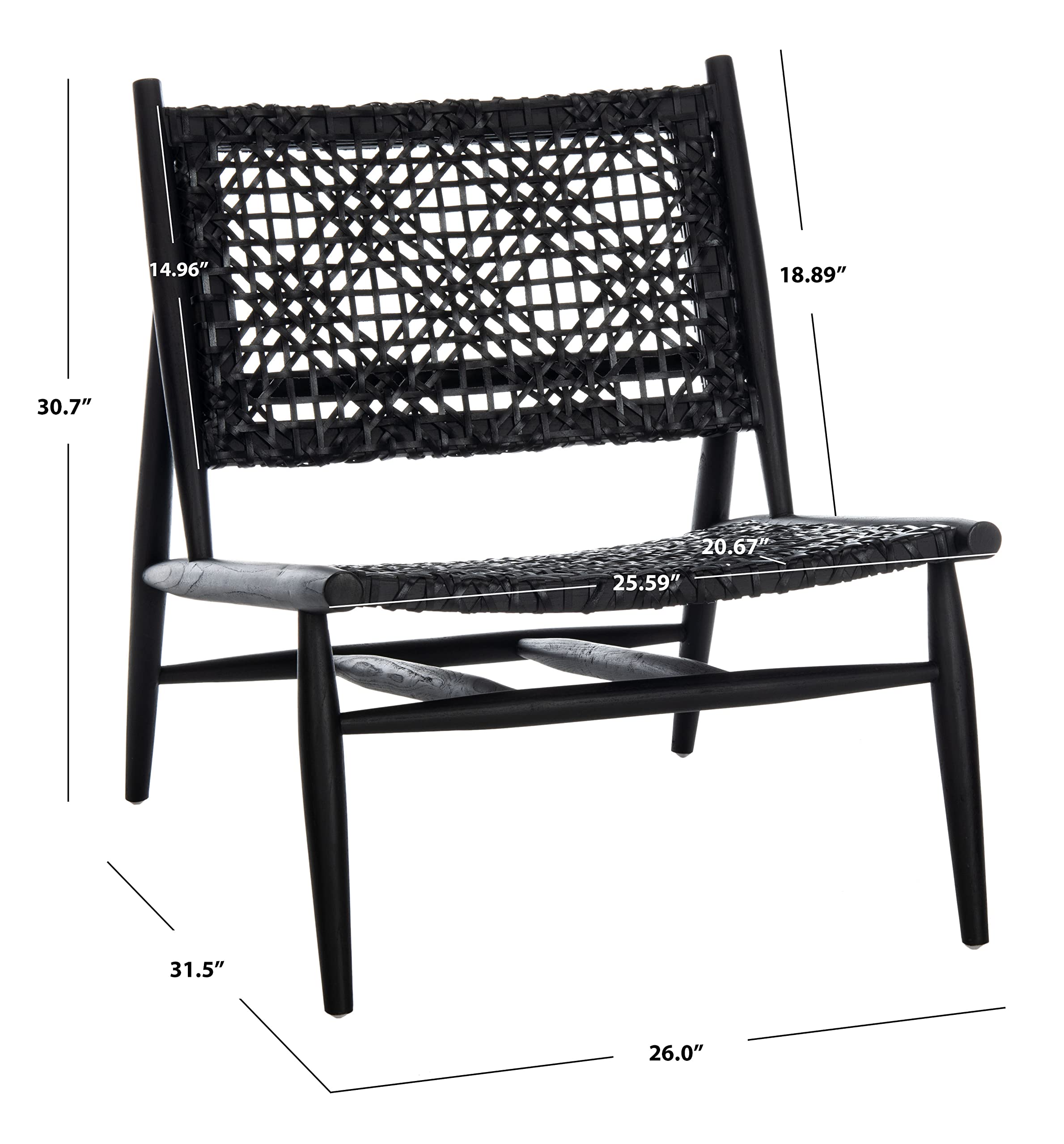 Safavieh Home Bandelier Black And Black Leather Weave Accent Chair