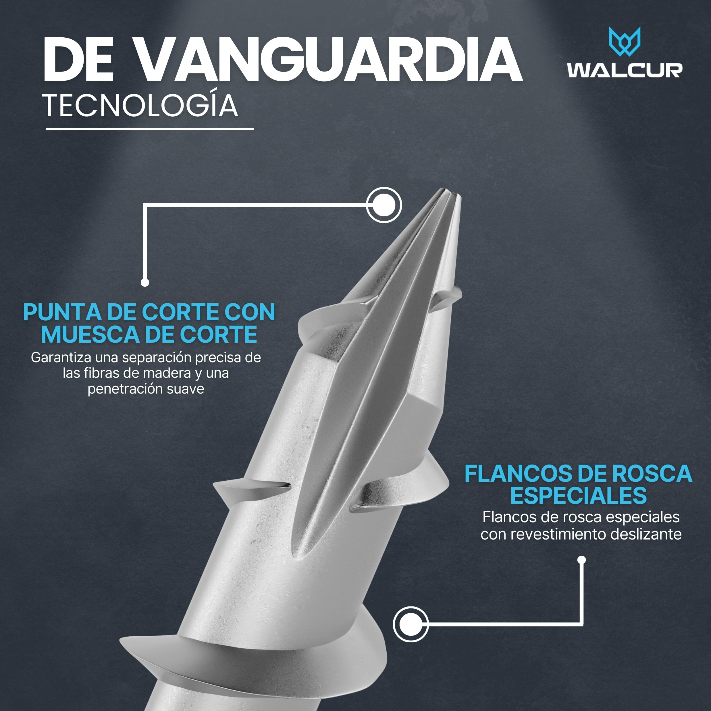 WALCUR Tornillo Para Terraza 5.0 x 60mm Tornillo Para Tarima de Acero Inoxidable Autoperforante Paquete de 1000 Unidades con 2 Bits Torx y 1 broca, juego de tornillos para madera de alta resistencia.