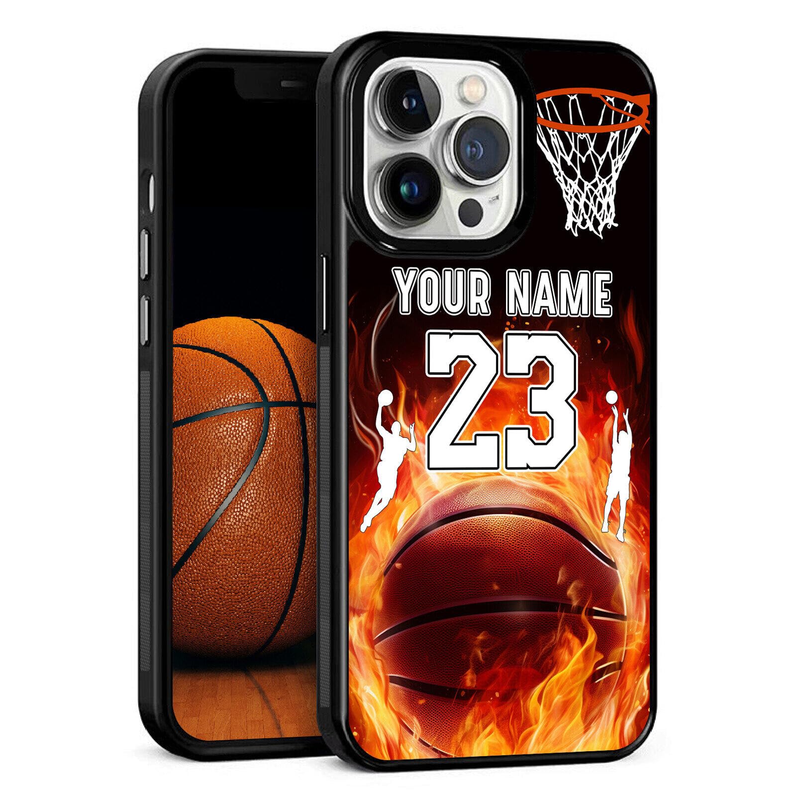 Custom Phone Cases Funny Basketball Name Number Cases Gift for Men Dad Father Boys Sports Fans Silicone Cover Cases for iPhone 5 6 7 8 11 12 13 14 15 16 17 Plus SE Xr Xs Max