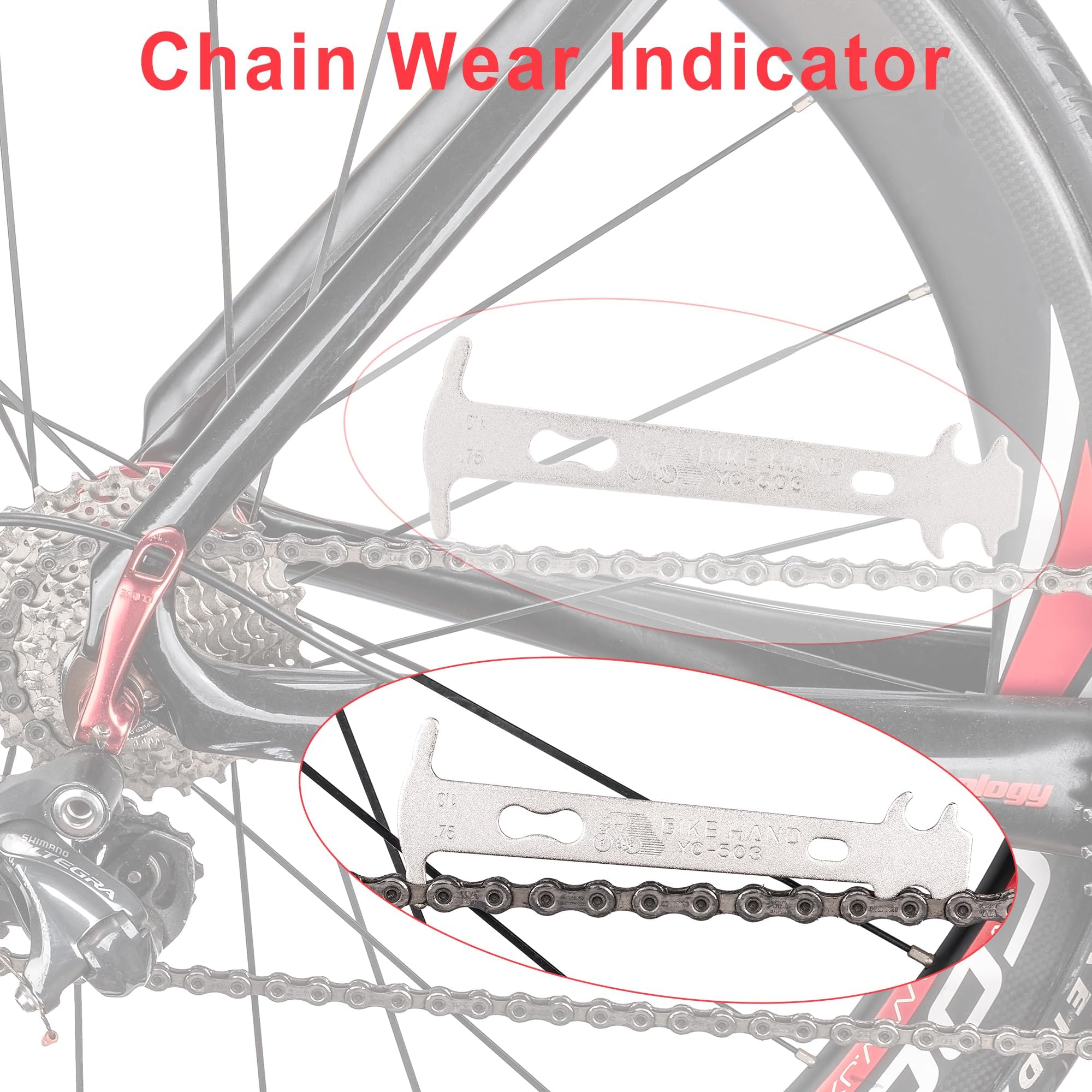 Misuratore di usura catena per biciclette – Calibro per catene a 7-12 velocità | Strumento Chain Checker compatibile con Shimano, SRAM, Campagnolo, KMC | Attrezzo per biciclette da corsa, MTB