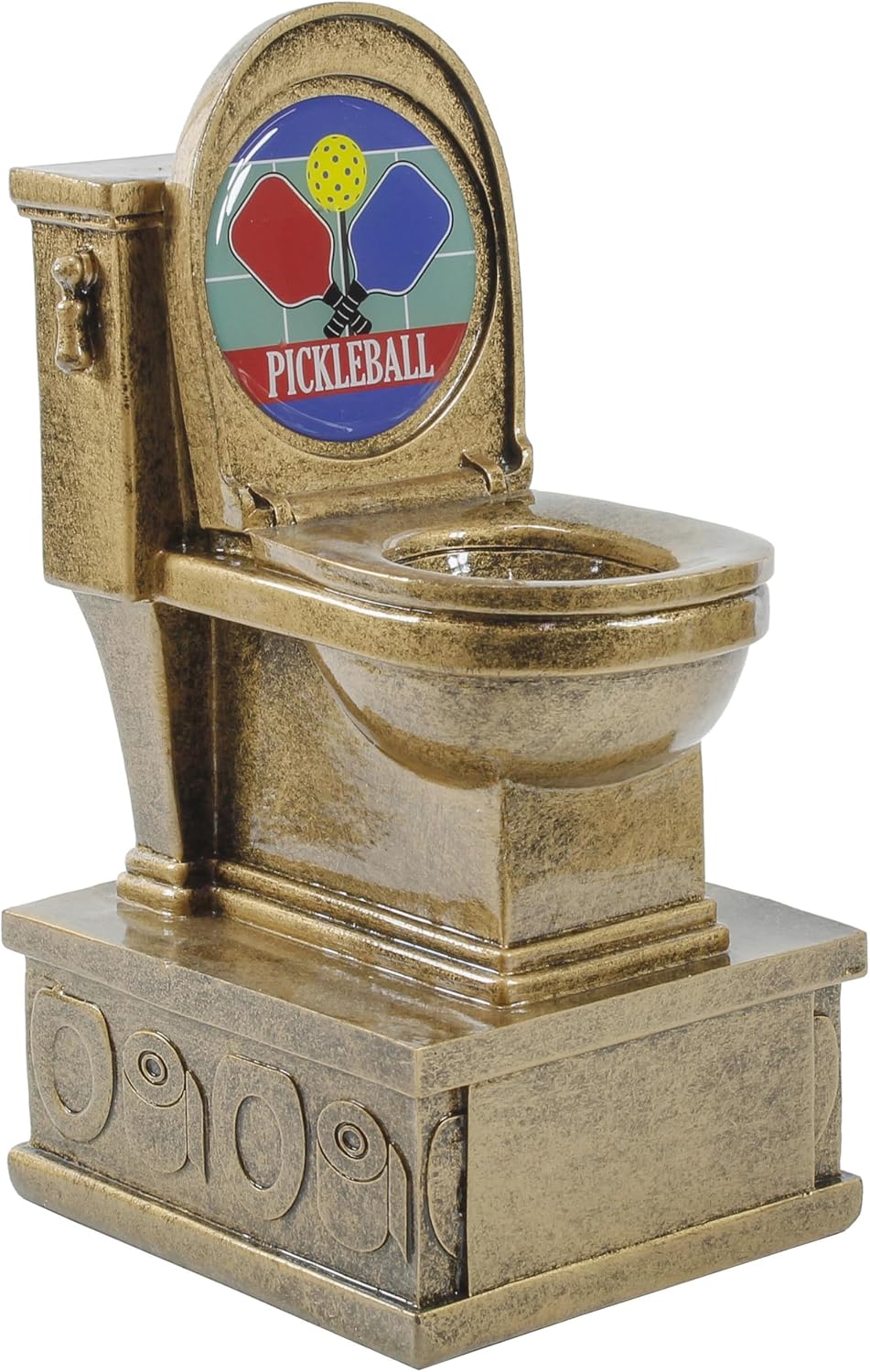 Action Pedestal Gold Toilet Bowl Trophy - Custom Engraved Last Place Award with Optional Lid Inserts - Customize Now (7 Inch)