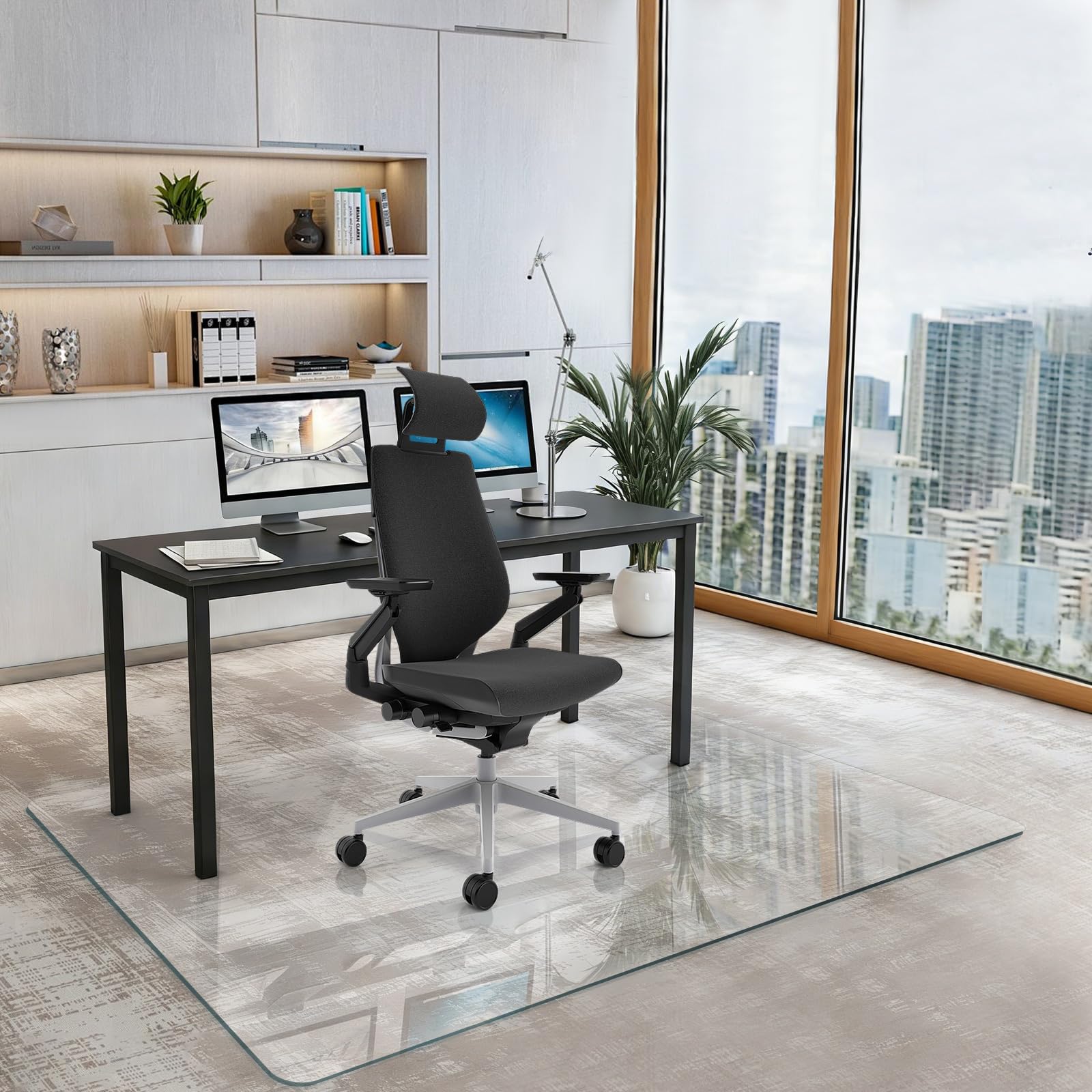 Tempered Glass Chair Mat 60 x 48 - 1 5 Thick Heavy Duty Anti-Slip Pads for Office Chairs