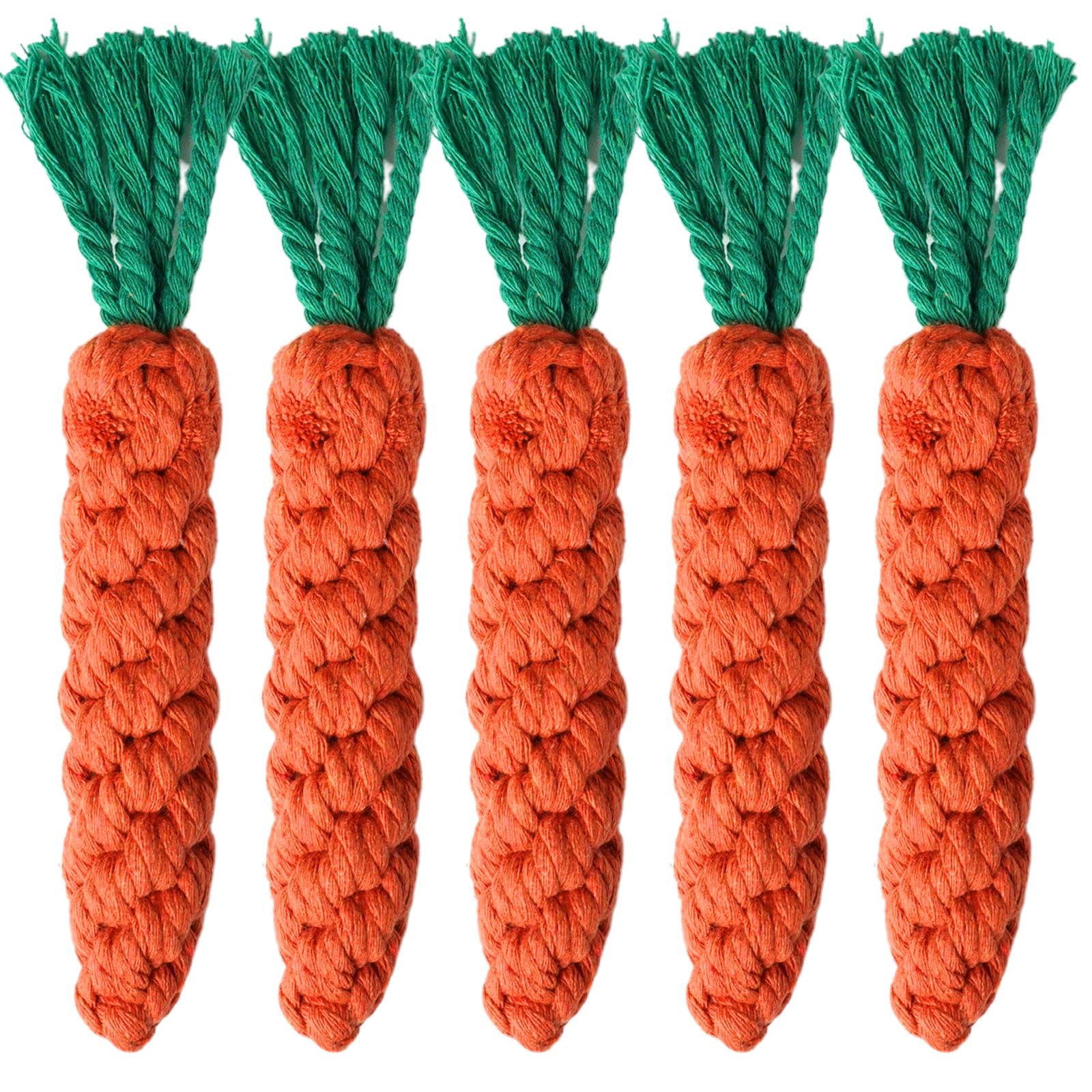 2ME 5 PCS Carrot Dog Rope Toys for Dogs, Durable Chew Toys for Aggressive Chewers, Entertainment & Interaction, Teeth Cleaning and Chewing, All-Cotton