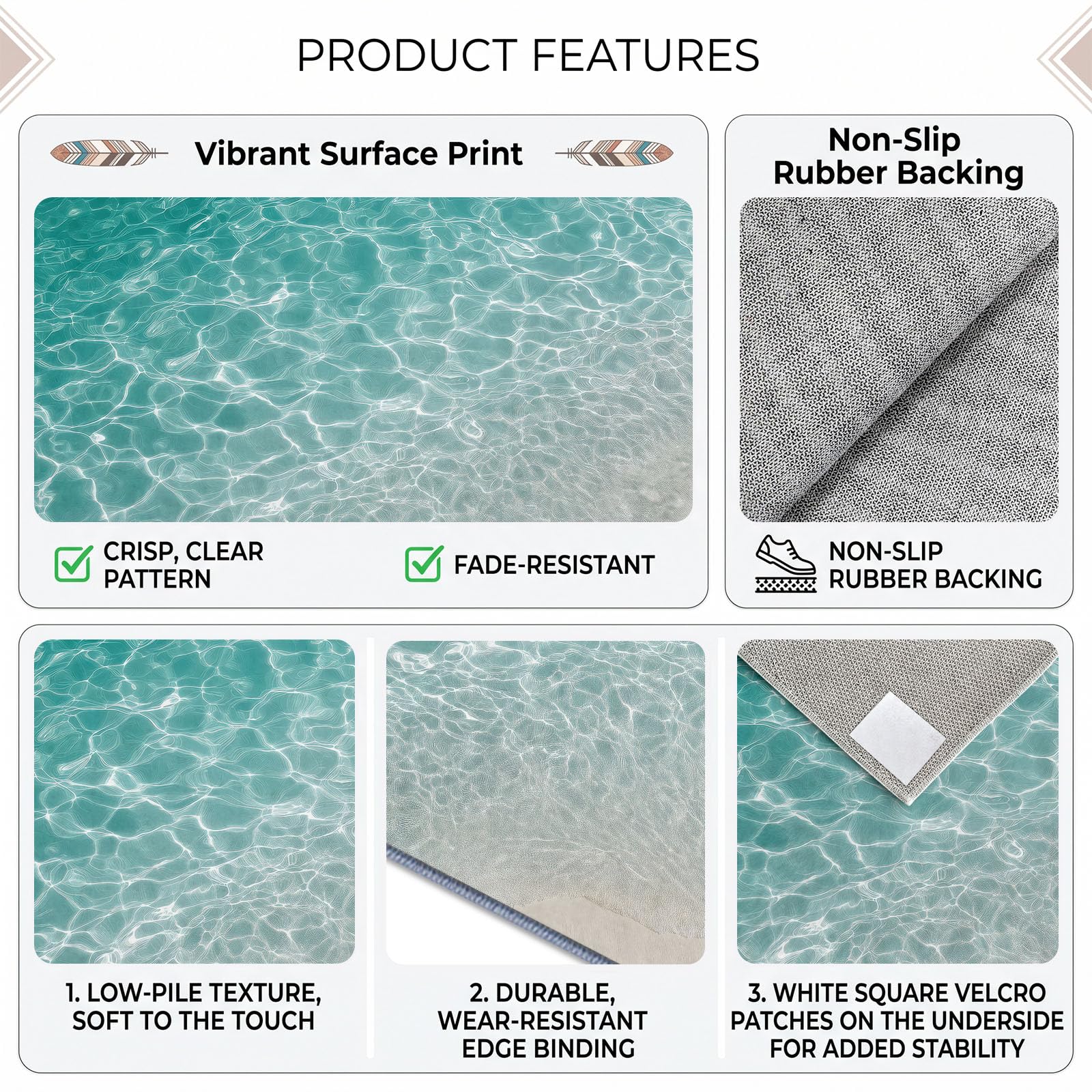 Générique Tapis de Salon 140 x 200 cm Paysage Naturel Lavable en Machine, Tapis Océan Vagues Ensoleillées Antidérapant Doux pour Salle à Manger Cuisine Bureau Couloir Décoration Intérieure