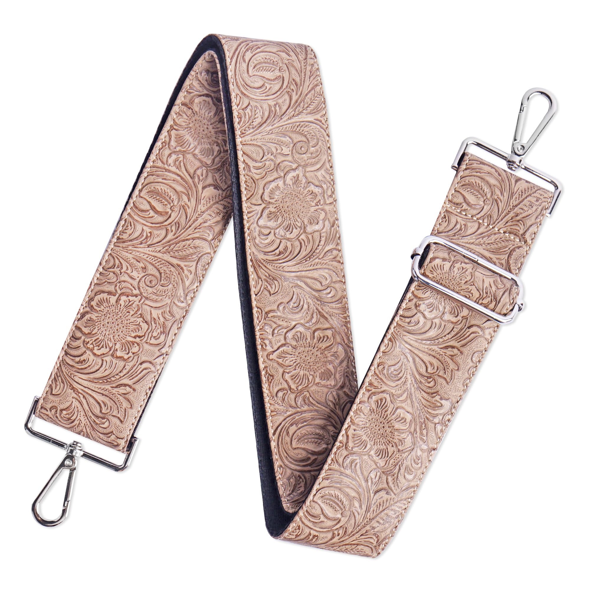 Mtzmy Unisex 1-Carved Apricot Purse Straps Replacement Crossbody,Crochet Purse Strap For Handbags,Wide Shoulder Straps For Bags(1-Carved Apricot)