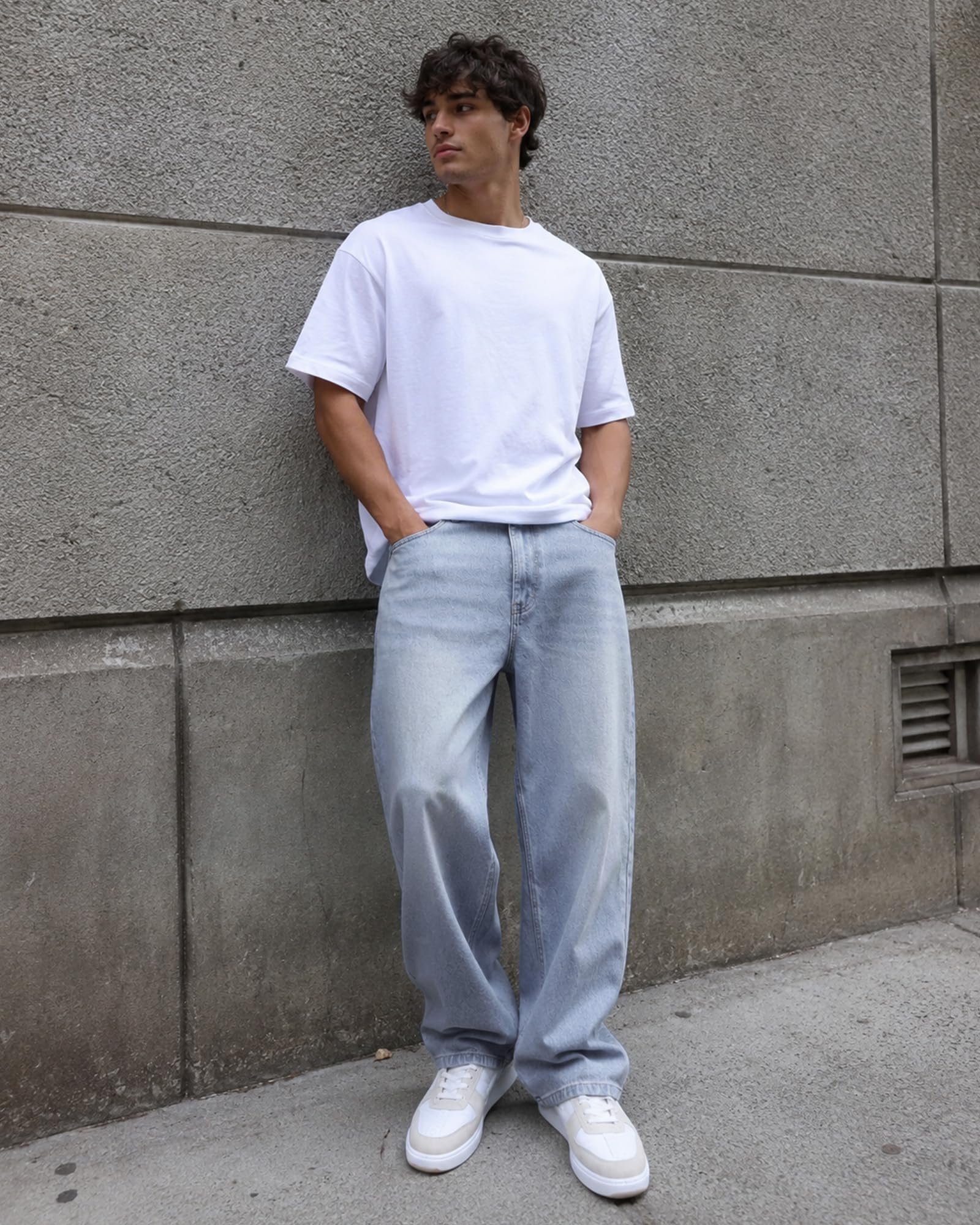 Zylioo Baggy Jeans Pantalon en jean extra long pour homme