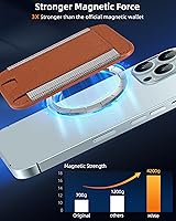 Vista 3 de HiWe for MagSafe Wallet, Strongest Magnetic Wallet for iPhone 17/16/15/14/13/12 Series, 7 Cards Holder, Leather Minimalist Slim RFID, 1 Slot, Brown