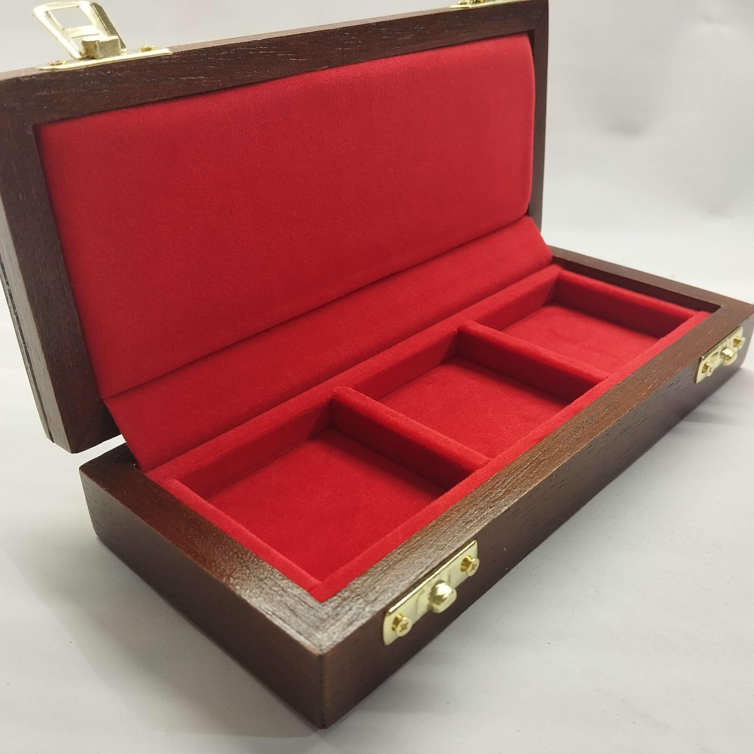 Caja para Monedas y medallas de Madera Artesanal con Terciopelo, 3 Compartimentos de 50x50 mm, Estuche numismática coleccionista