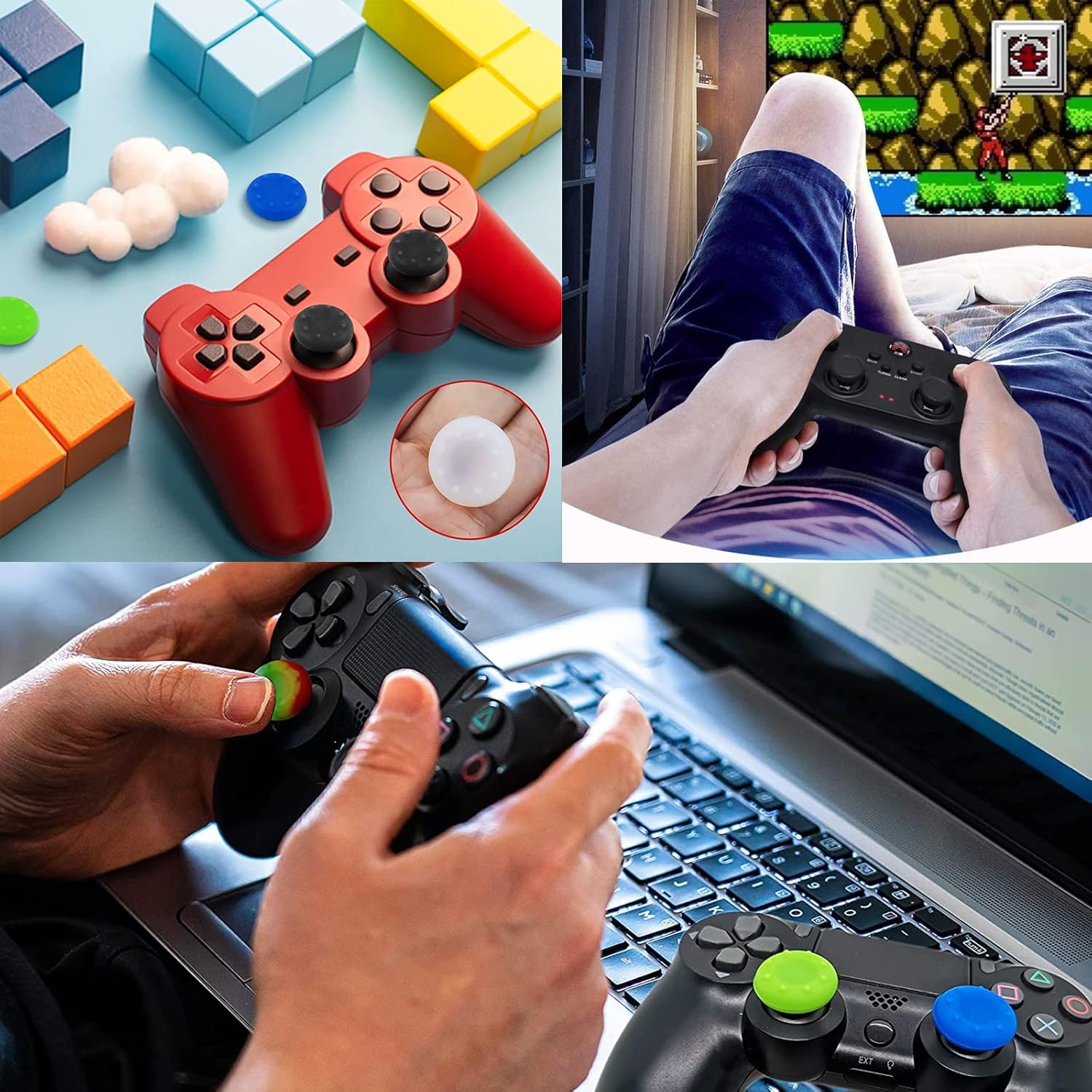 30Pcs Thumb Grips, Controller Thumb Grips, Controller Grips, Colorful Thumb Grips, Silicone Controller Grips, Controller Thumb Grips Replacement Parts ​for PS2, PS3, PS4, PS5, Xbox Series Controller