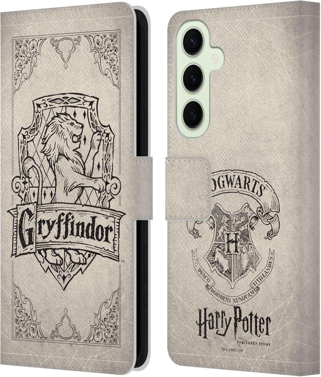 Head Case Designs Officially Licensed Harry Potter Gryffindor Parchment Sorcerer's Stone I Leather Wallet Case Compatible with Samsung Galaxy S25+
