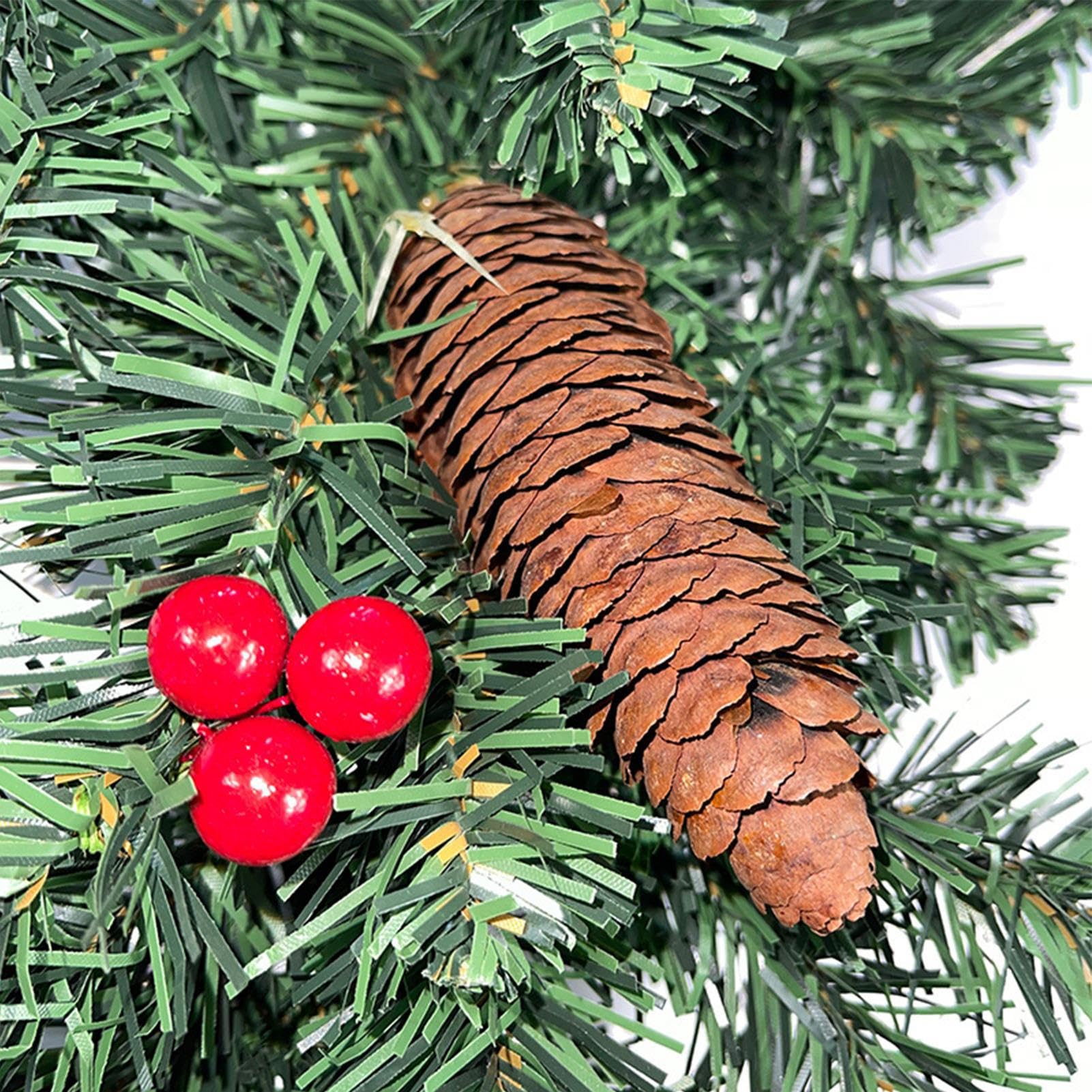 Guirlande de Noël avec Pommes de pin Déco Maison | 2,68 m Guirlande pour Noël avec baies et pommes de pin pour Table, Fenêtre, Porche, Patio, Jardin,