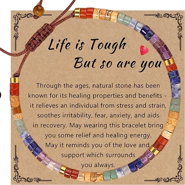Inspirational Women Bead Bracelet Gift - Adjustable Natural Beaded Boho Bracelet, Get Well Soon Motivational Birthday Back to School Jewelry Gifts for Woman Best Friends Sister Grandma Daughter