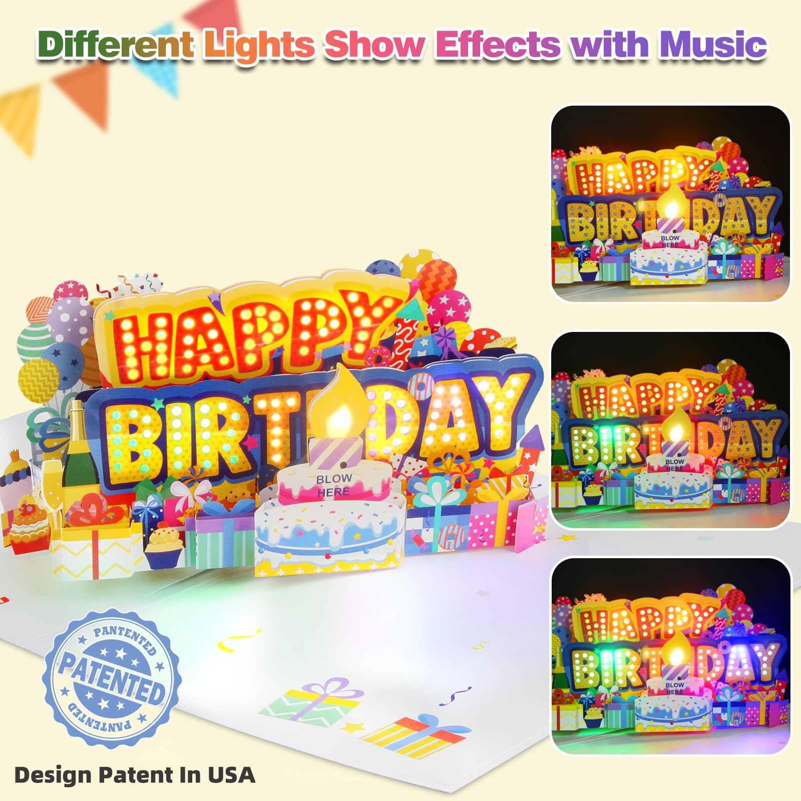 Birthday Card Musical With Blowable Candle & LED Lights - 3D Pop-Up ...