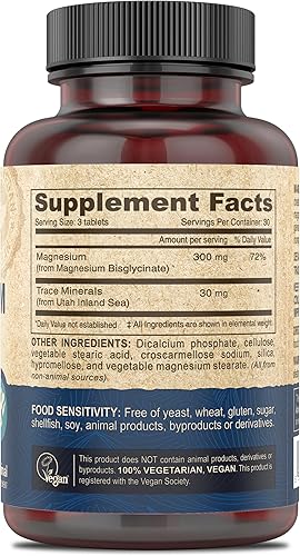 Miniatura 2 de DEVA Glicinato de magnesio vegano de 300 mg con oligominerales, mayor absorción, magnesio quelado, 90 tabletas (paquete de 2)