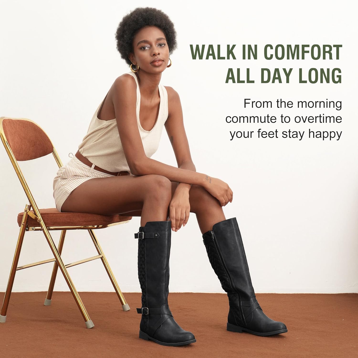 Jeossy Women's 950 Knee High Riding Tall Boots, Comfortable with Metal Buckle and Zipper Boots with Wide Calf and Wide Widths - Image 3