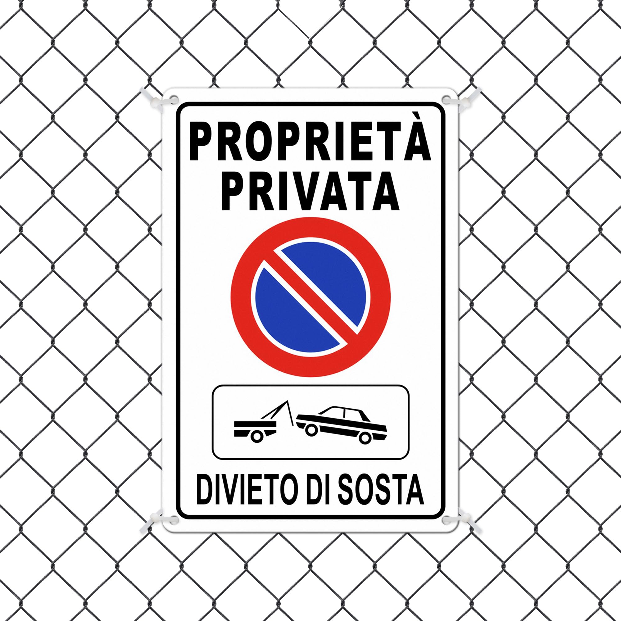 TAKULA Cartello Proprietà Privata,Divieto Sosta con Rimozione Forzata e Sosta Vietata 30x20cm Alluminio Antiruggine, Riflettente Notturno, Preforato Universale per Garage/Strade
